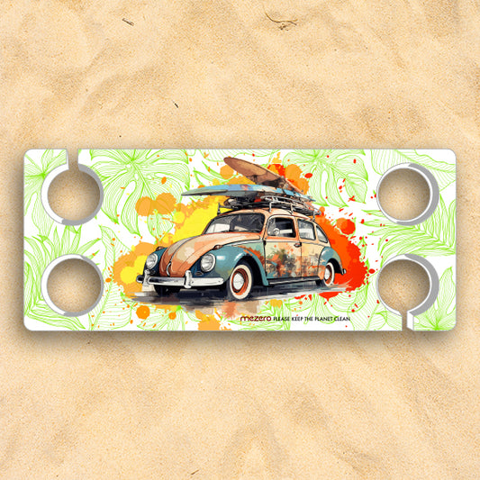 Volky Beach Table 0510-24 features a retro surf car design with vibrant colors, perfect for summer vibes and beachside creativity.